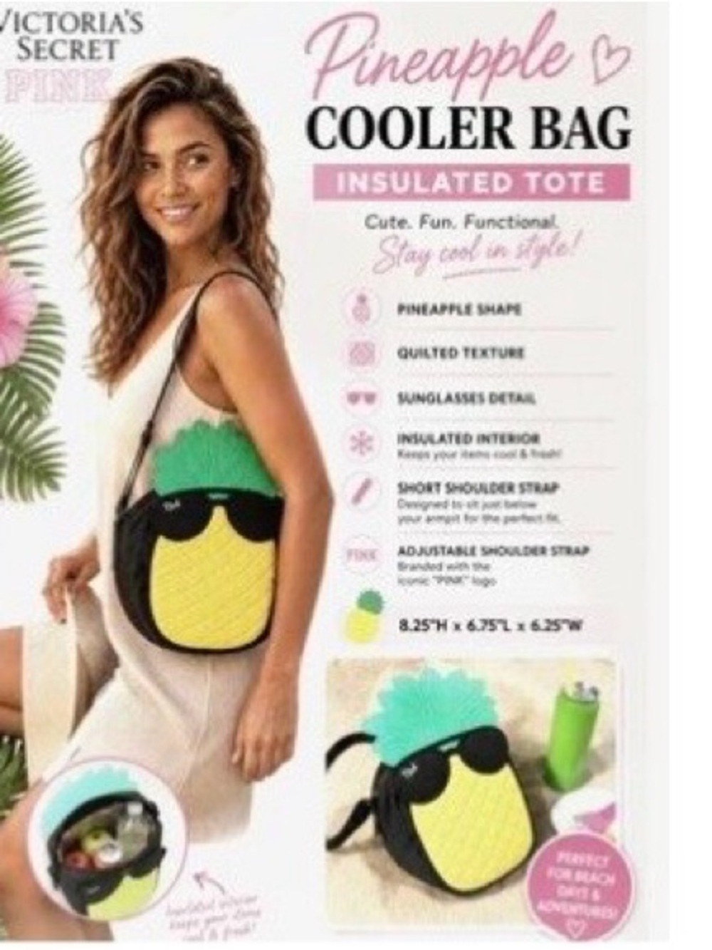 Victoria’s Secret by Pink , shoulder bag Pineapple Bag with monogrammed PINK
